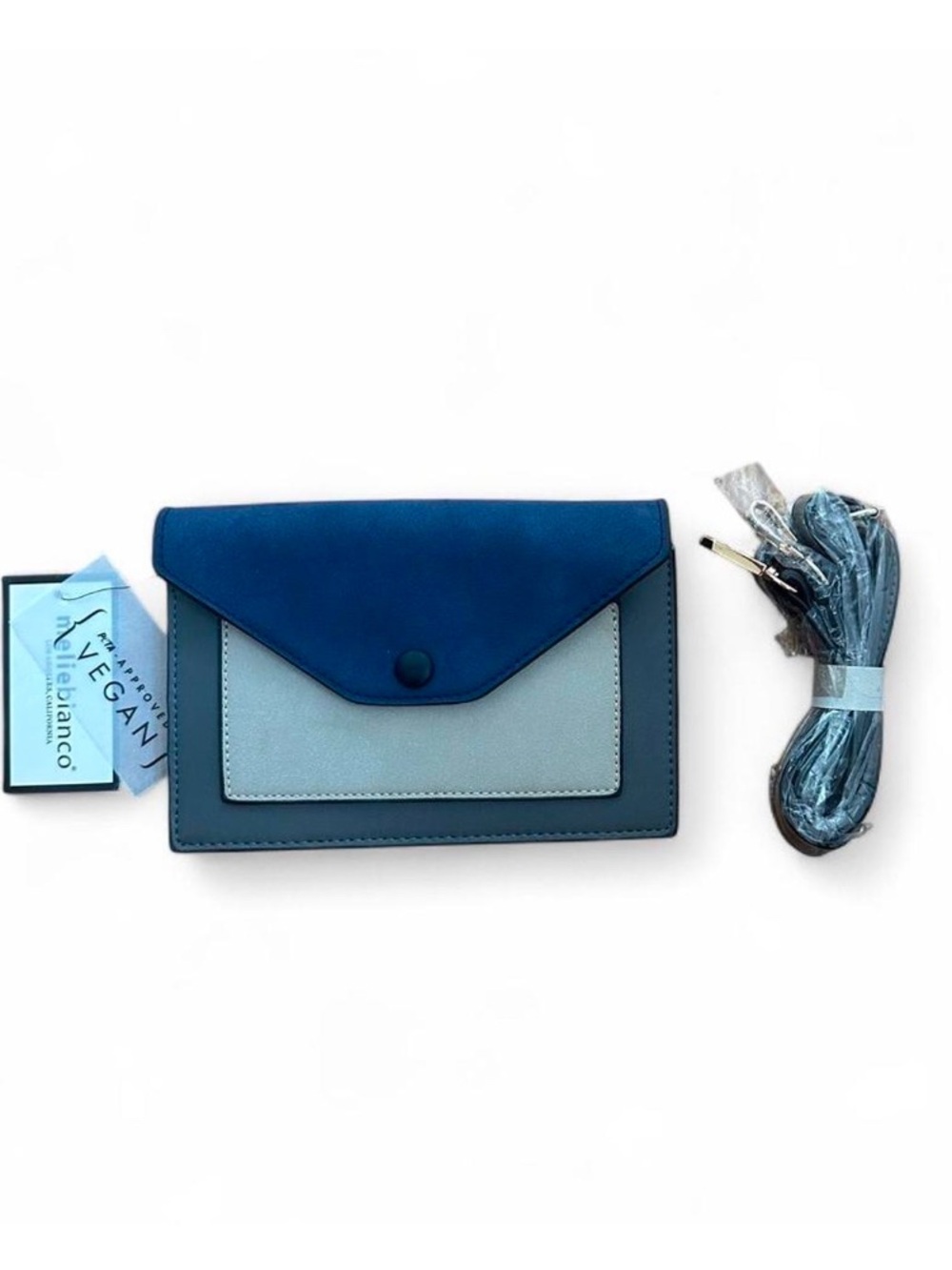 NWT Melie Bianco Two-Tone Blue Envelope Clutch
